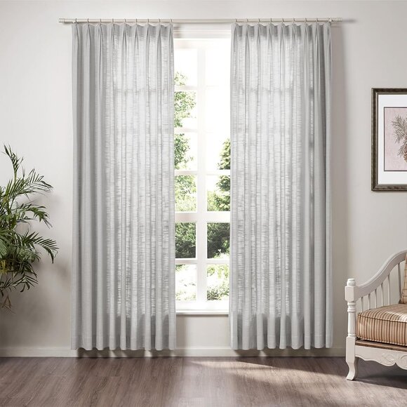 TWOPAGES Other - New TWOPAGES 50 W x 96 L Triple Tailor Pleated Curtain - Fog (2 Panels)